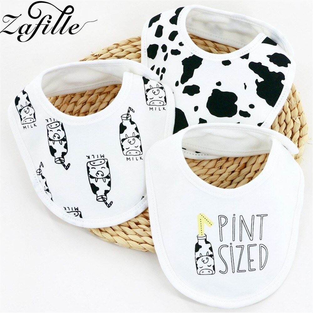 ZAFILLE 3Pcs Pure Cotton Baby Bibs Cartoon Print Baby Boy Stuff Feeding Apron Soft Baby Stuff For Newborn Burp Cloths