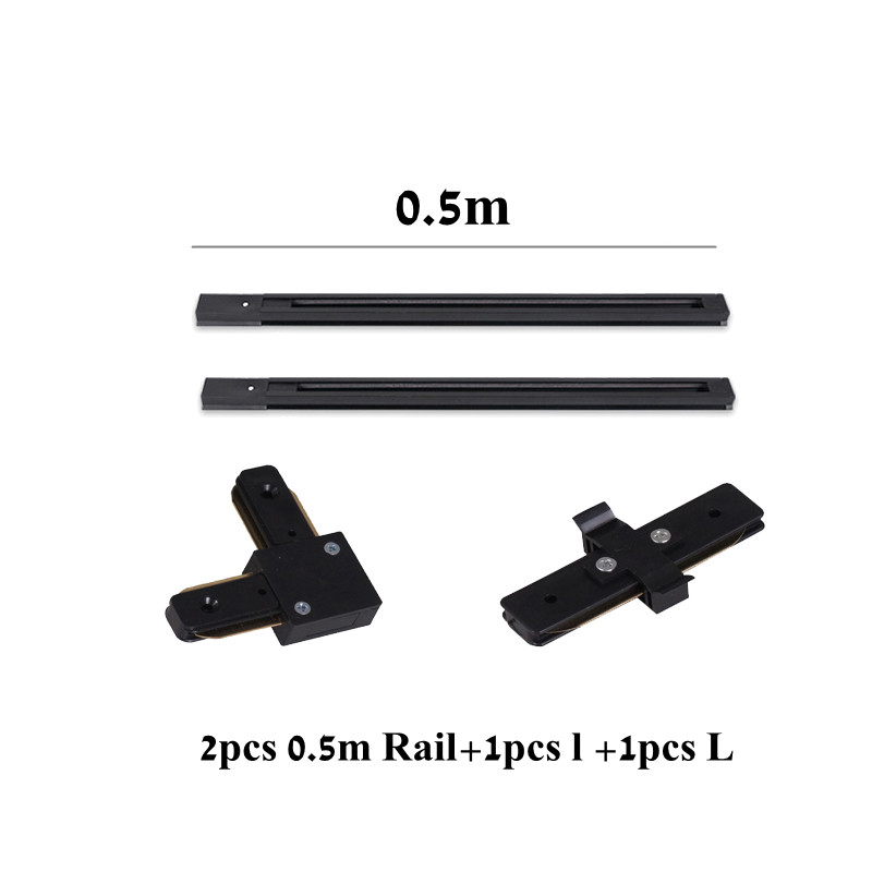 Szyna świetlna doprowadziło 0,5M 1M czarna biała aluminiowa 2-przewodowa lampa szynowa uniwersalna szyna robić reflektorów: zielone światło / czarny