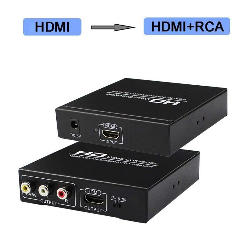 HDMI-compatible to RCA HDMI-compatible Converter 3RCA CVBS AV Composite Video Audio Adapter Support 1080P PAL NTSC: UK Power Plug