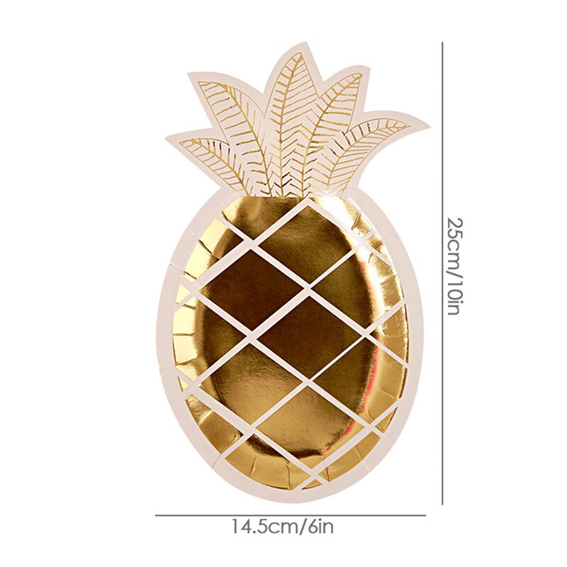 8 stks Gouden Wegwerp Ananas Papieren Borden Goudfolie Ananas eenmalige Platen Wedding Kid's Birthday Party Carnaval levert: Default Title