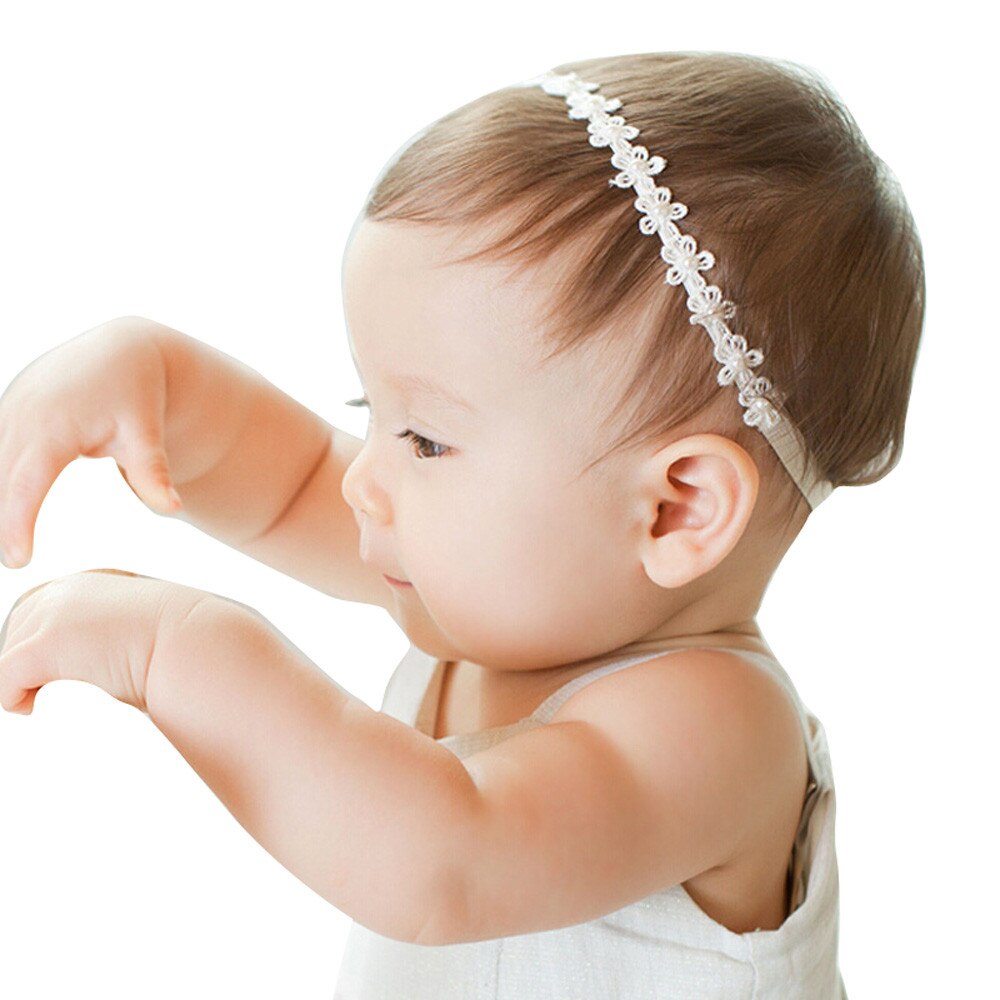 Neonata principessa pizzo fiori diamante perla fasce fasce per capelli elastiche nastro solido capelli acconciature accessori pe
