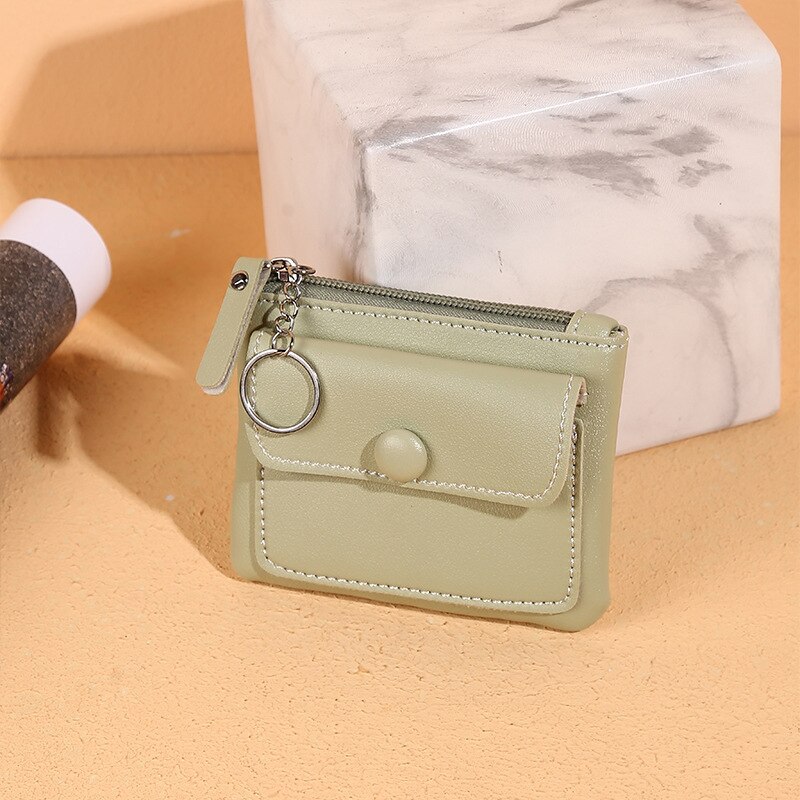 Moda couro do plutônio da moeda bolsa feminina mini kawaii cartão carteira titular chave saco de armazenamento meninas 2021 nova clara pequena bolsa mão bolsas: Verde