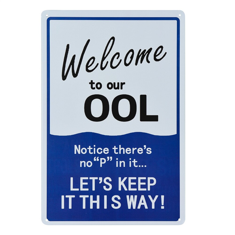 DL-Notice sign:Humor Pool Rules Signs,Welcome to Our Ool Metal Sign,No Pee for Residential or Commercial Swimming Pools 8X12Inch