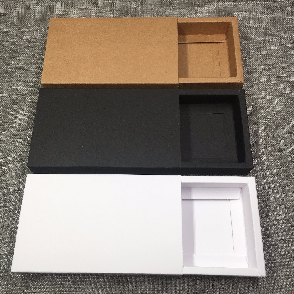 50pcs Kraft Packing Boxes Blank Paper Drawer Box DIY Storage Boxes for Handmade Soap/Crafts/Jewelry/Candy/Cake/Rose