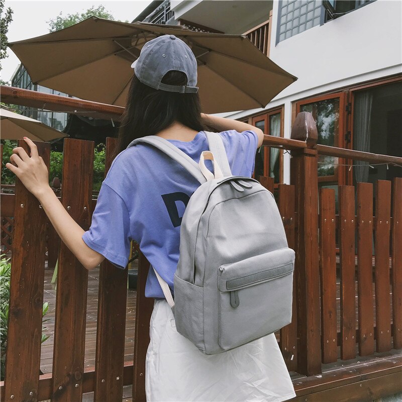 Tiener Canvas Rugzak Gril Jongen Schooltas Softback Effen Kleur Toevallige Zachte Handgreep Mochilas Mujer Escolar Rugzak