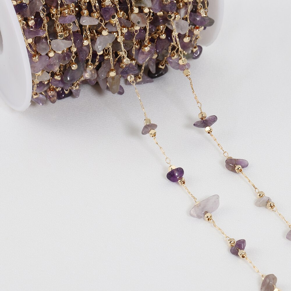 Chaîne de perles de pierre irrégulière en cristal bohème, 1 mètre, pour Bracelet fait à la main, collier, fabrication de bijoux, bricolage, décoration de rideau: Dark Purple