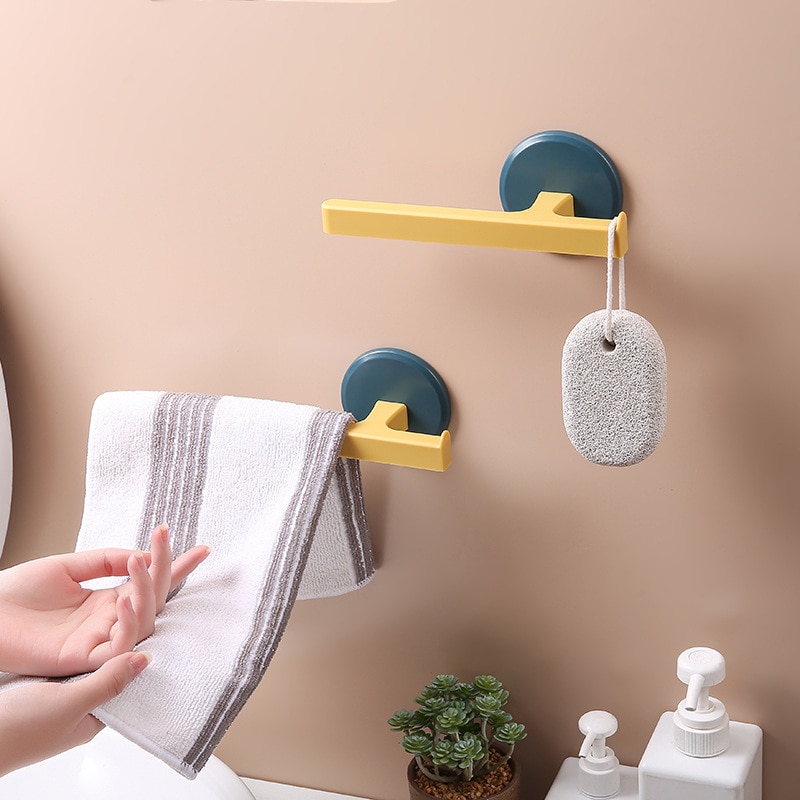 Abs selvklæbende håndklædeholder fri stansning vægmonteret enkelt stang badeværelse håndklædestang sugekop håndklædeholder