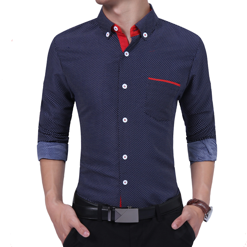 2017 moda marka koszula męska z długim rękawem wysokiej jakości bawełna Oversize męskie koszule Slim Men Shirt 4XL