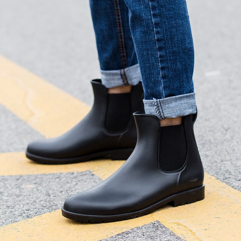 Hommes bottes de pluie homme Chelsea bottes hommes bottines bottes décontractées pour homme en caoutchouc chaussures de pluie imperméable Best-seller Style taille 38-43