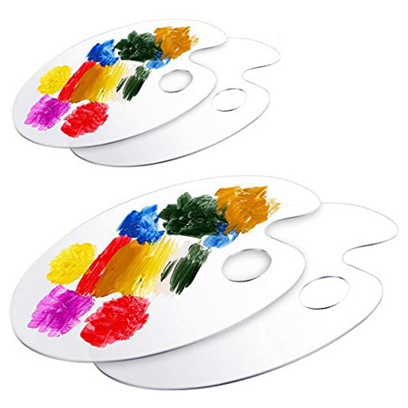 4 Stuks Acryl Verf Palet Ovale Verf Palet Art Palet Voor Diy Art Craft Schilderen, 2 Maten, 11.8X7.9 In,10X6 In: Default Title
