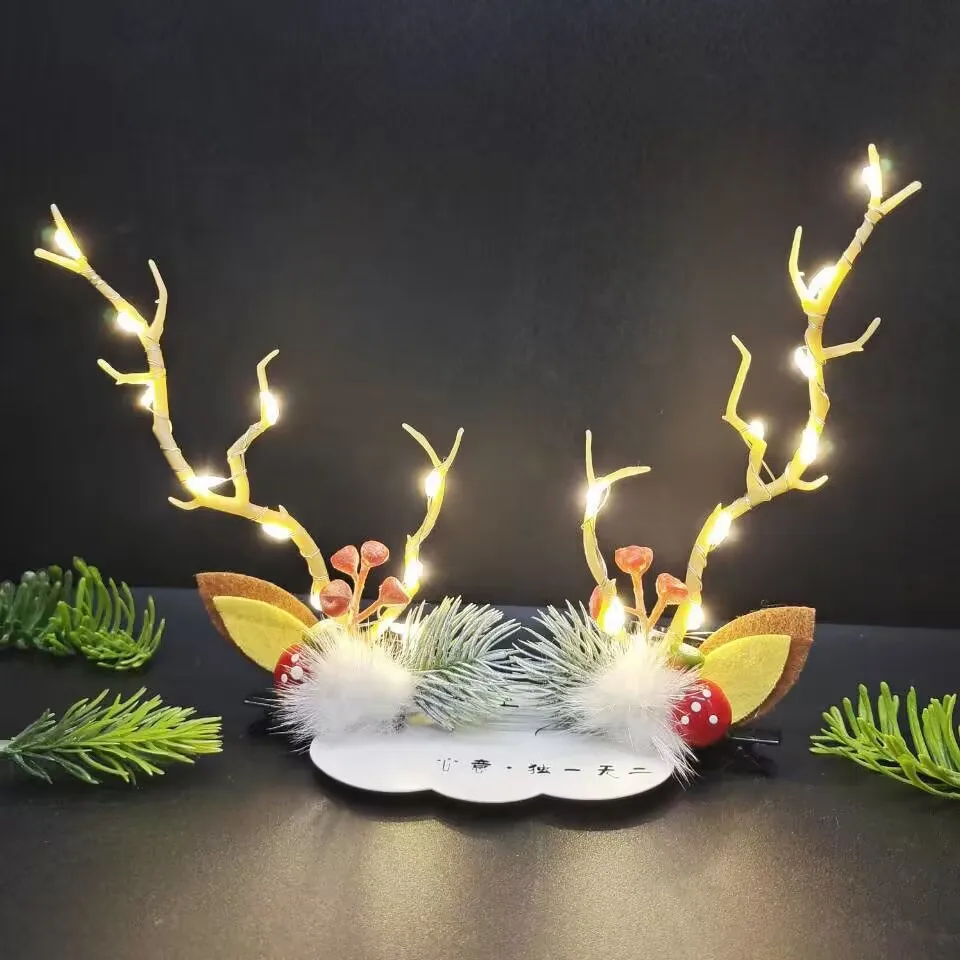 Pinzas para el pelo con luz LED, horquillas de Navidad con astas de reno, tocado para , niña, niño, Adulto, Festival de boda, 10 pares: Gris oscuro