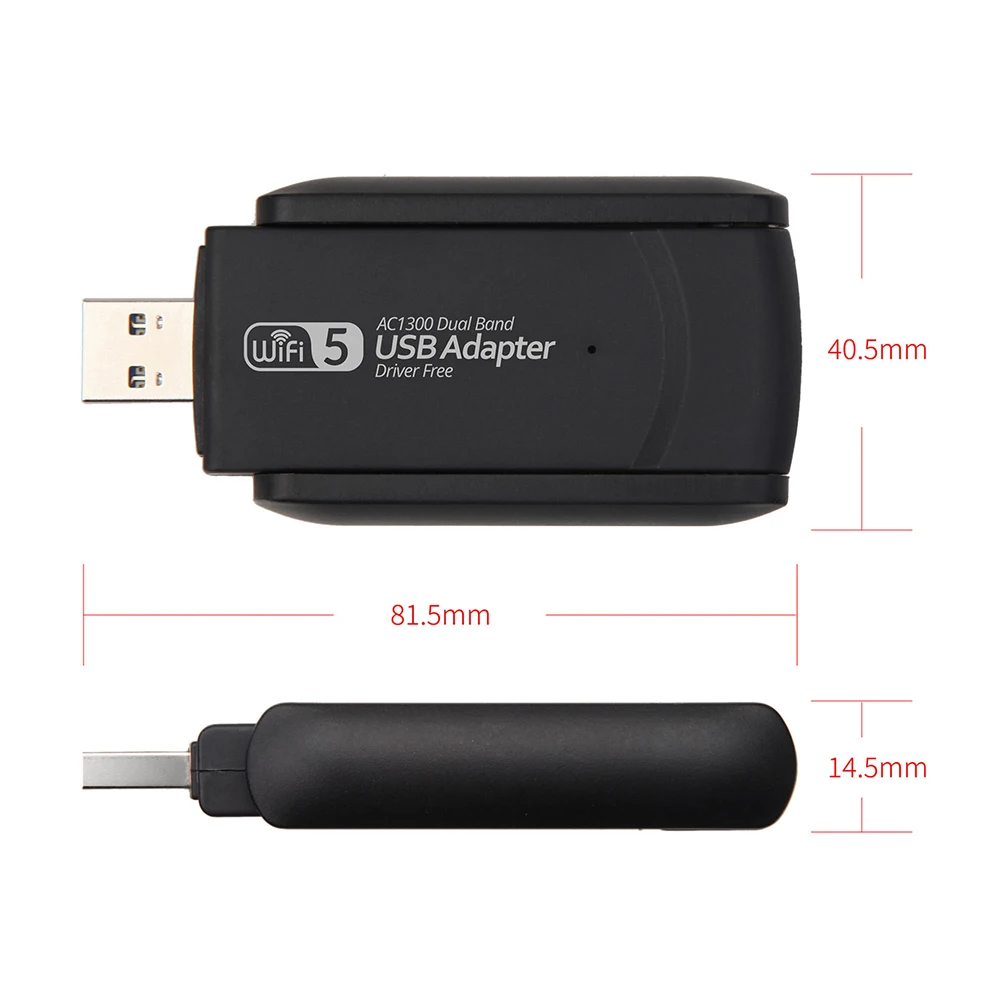 1300Mbps USB WiFi Adapter AC1300 WiFi 5 Ethernet Network Card Dual Band 5G 2.4G USB2.0 WiFi Dongle for PC Laptop WiFi Receiver