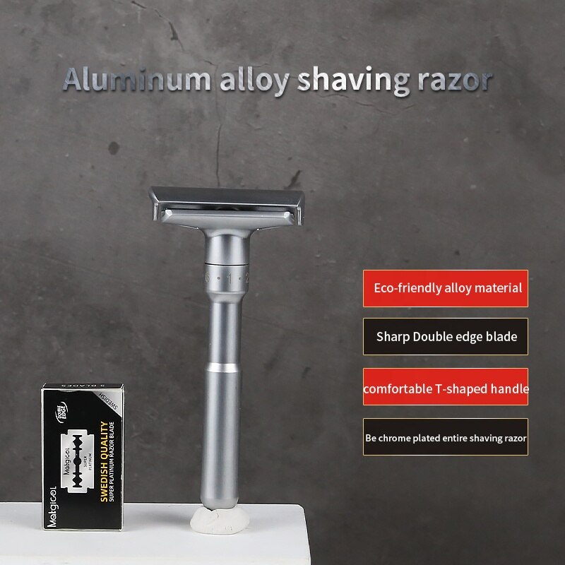 Adjustable Safety Razor Double Edge Classic Mens Shaving Fits All Double Edge Blades 5 Shaving Blades