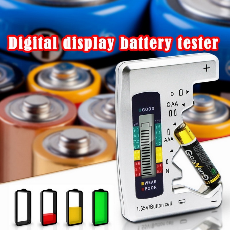 Mini C/D/9V/AA/AAA/1.5V Digital Battery Capacity Tester Lithium Household Battery Power Supply Measuring Instrument