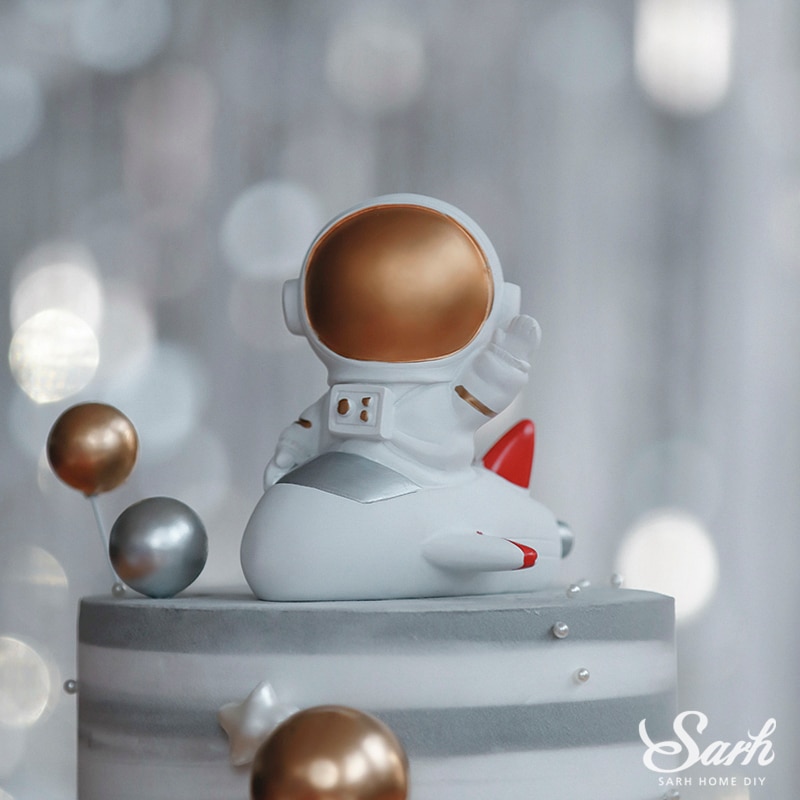 Moon Spaceship Astronaut Decorations Rocket Oh Baby Baking Happy Birthday Cake Topper Wedding Baby Shower Boy Girl Love