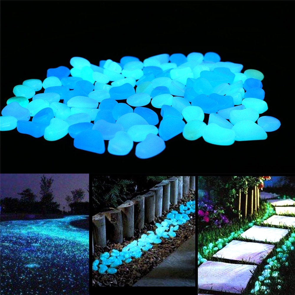 100Pcs Tuin Lichtgevende Steen Glow In Dark Pebble Tuinpad Aquarium Landschapsarchitectuur Decoratie Mooie Gloeiende Stenen