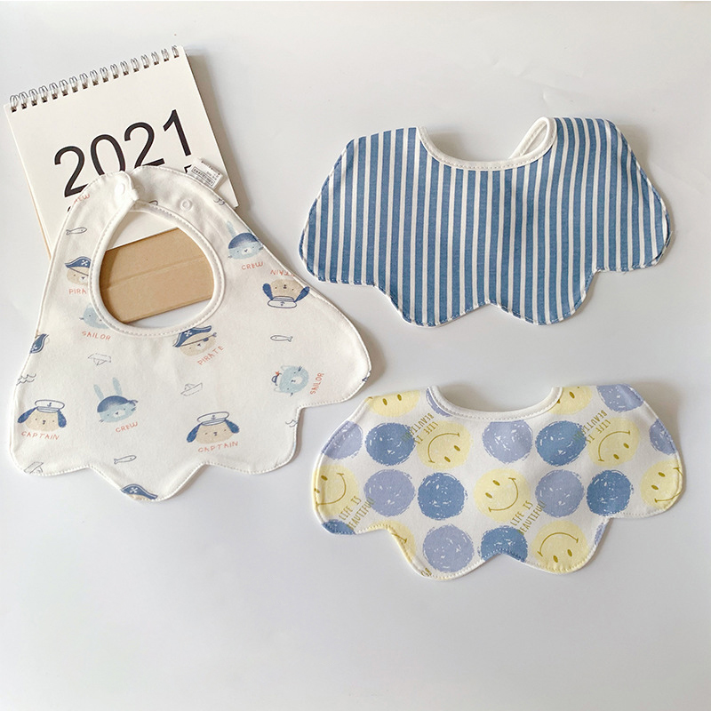 Baberos de algodón de doble capa para bebé, impermeable, delantal de alimentación para niños y niñas, toalla, Bandana, accesorios para bebés de 0 a 24 meses, 3 unids/lote: 014