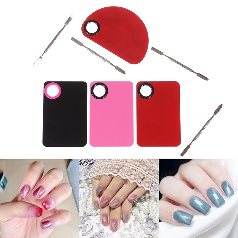 1Pc acrylique mélange peinture dessiner Nail Art aquarelle plastique Palette plateau outil