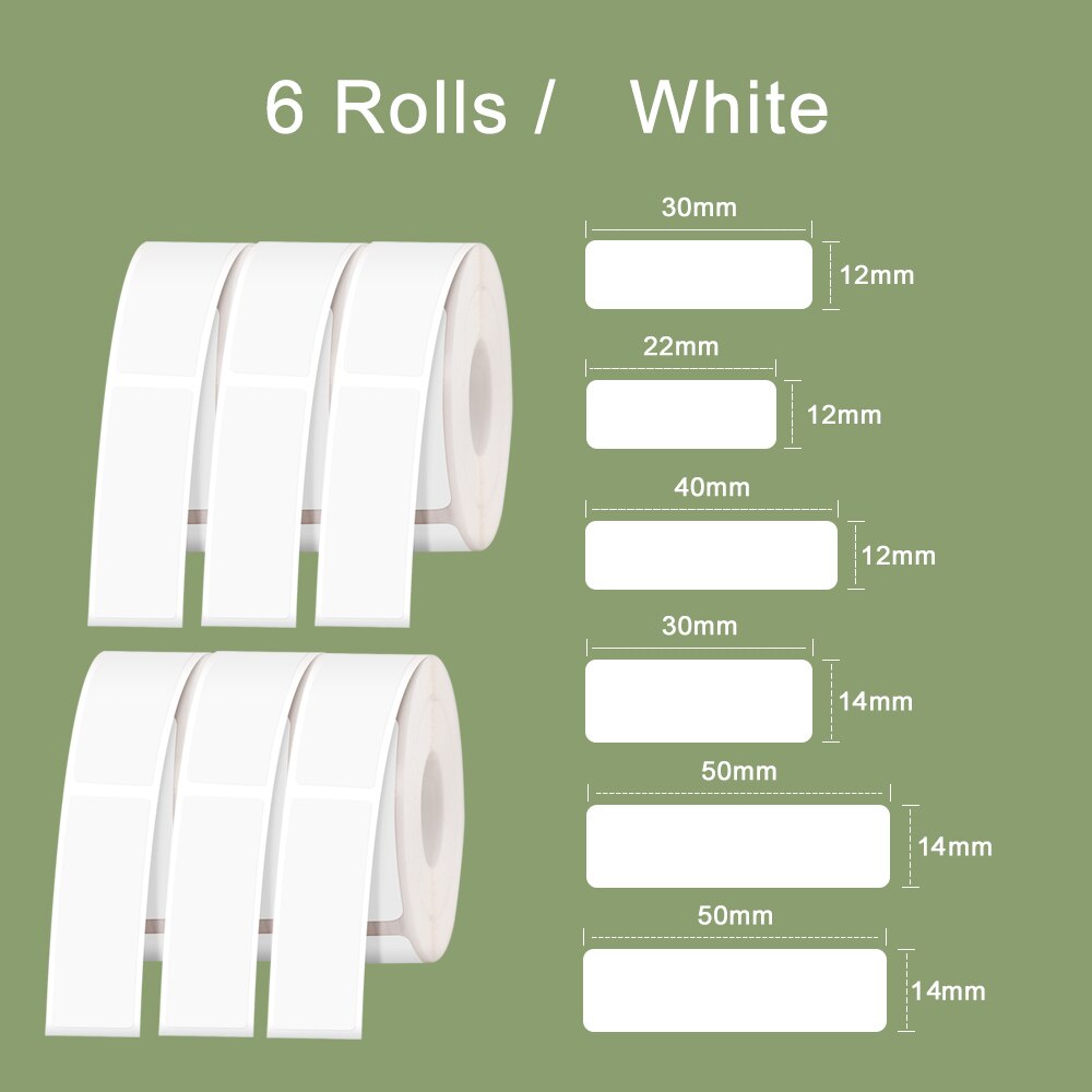 Supvan Mini Label Printer Paper Waterproof Anti-Oil Printing Label Price Label Pure Color Scratch-Resistant Label Sticker Paper: White Label ABCDEF 6