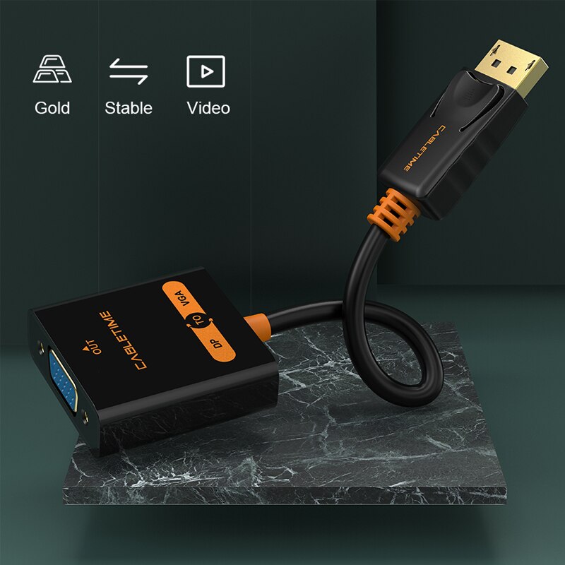 Kabeltid skjermport til vga adapter displayport vga hann hun dp til vga kabel omformer for kamera bærbar macbook pc  n008