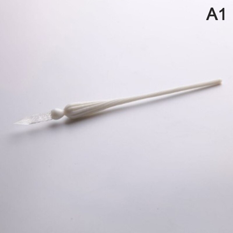 Vintage Handmade Glass Dip Signature Ink Fountain Pen Writing Tool Offices School Stationery With Box: White