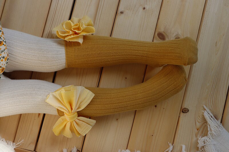 Zakolanówki dziecięce dla dziewczynek skarpetki dziecięce skarpety dziecięce wiosenne bawełniane siatkowe oddychające nowonarodzone letnie skarpetki: yellow / L (3-5Years)