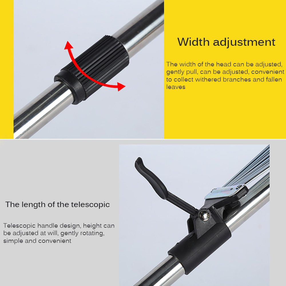 9 Teeth Scalable Garden Rake Extendable Leaves Rak... – Vicedeal