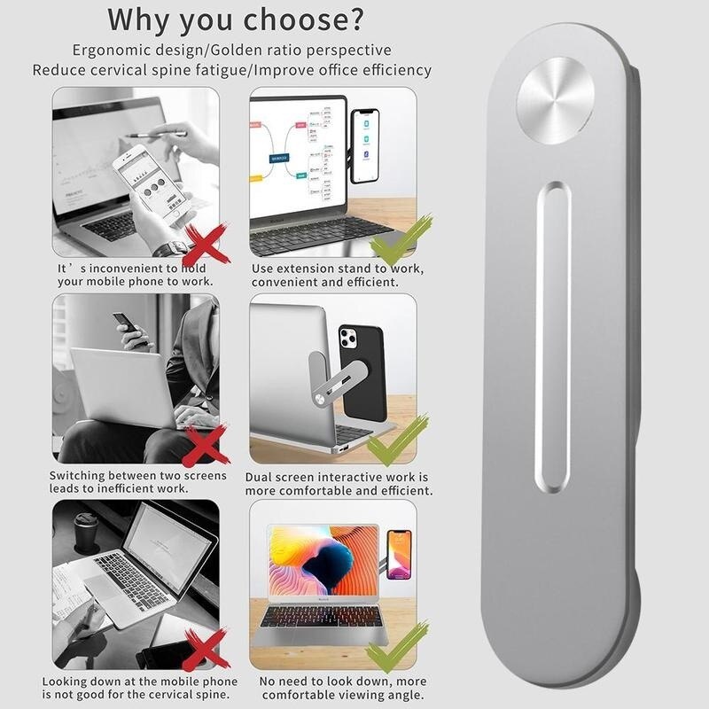 Support magnétique en Aluminium pour ordinateur portable, Support d'écran, montage latéral, connexion des supports de tablette, double moniteur, Clip d'affichage, Support de téléphone réglable