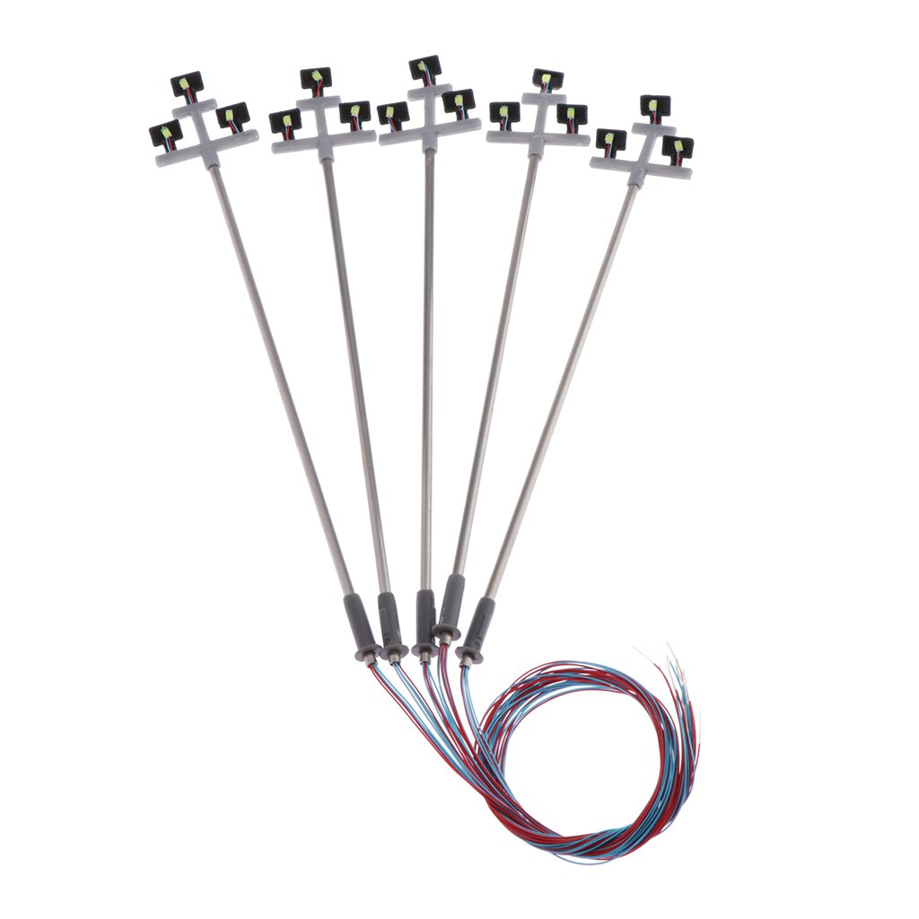 5pcs Mini Model Railway Train Lamp Post LED Street Lights HO Scale 1:87 Garden Landscape Lights