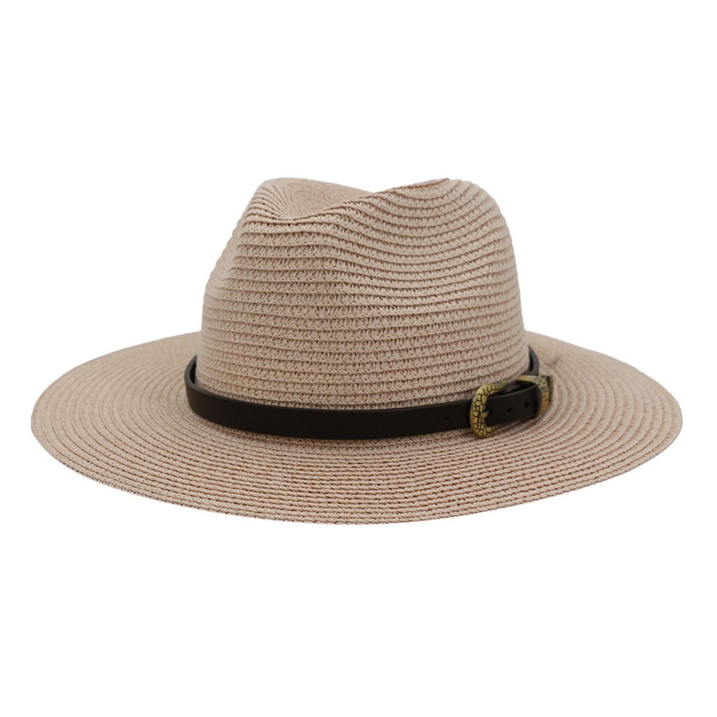 Chapeau large Vintage pour hommes et femmes, avec boucle de ceinture, chapeaux d'extérieur réglables, chapeau de paille respirant et léger pour femmes,