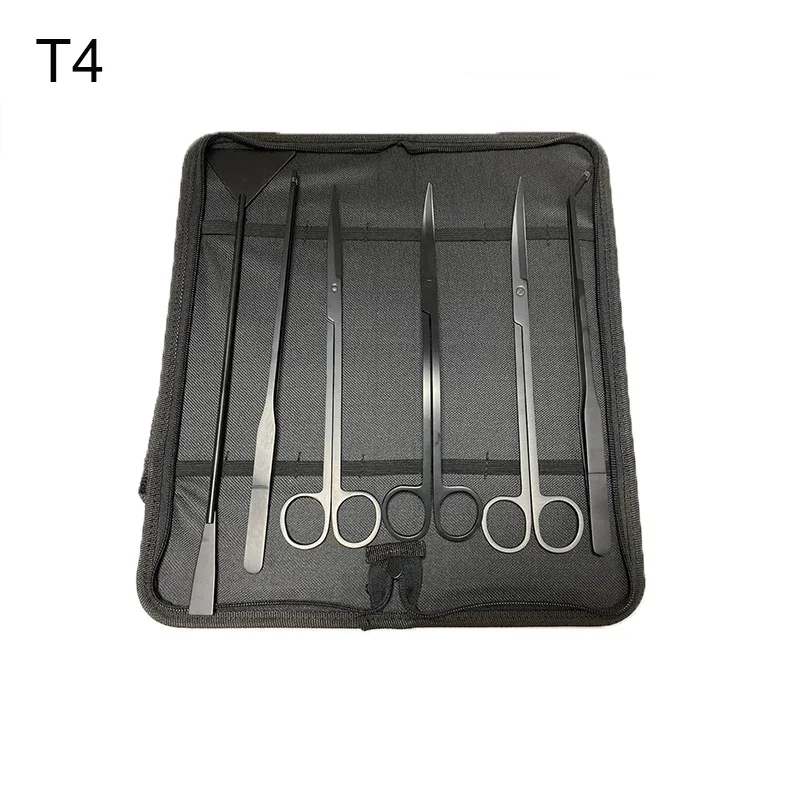 Kit de herramientas para acuario, pinzas, tijeras, Herramientas de limpieza de acero inoxidable, plantas acuáticas, pecera, accesorios para acuario: Borgoña