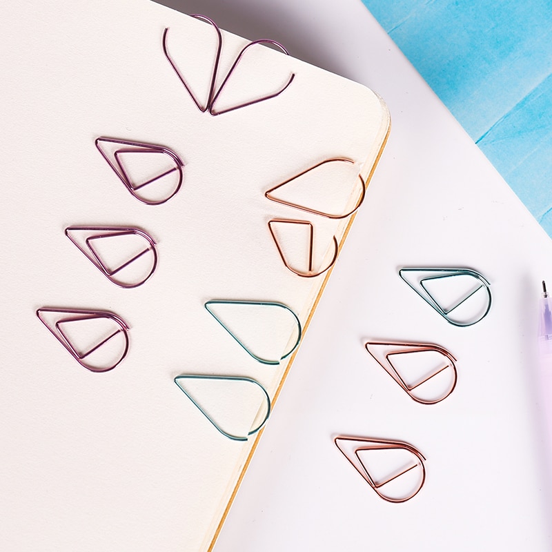 200PCS Cute Teardrop Smooth Stainless Steel Shaped Paper Clips for Office Wedding Women G