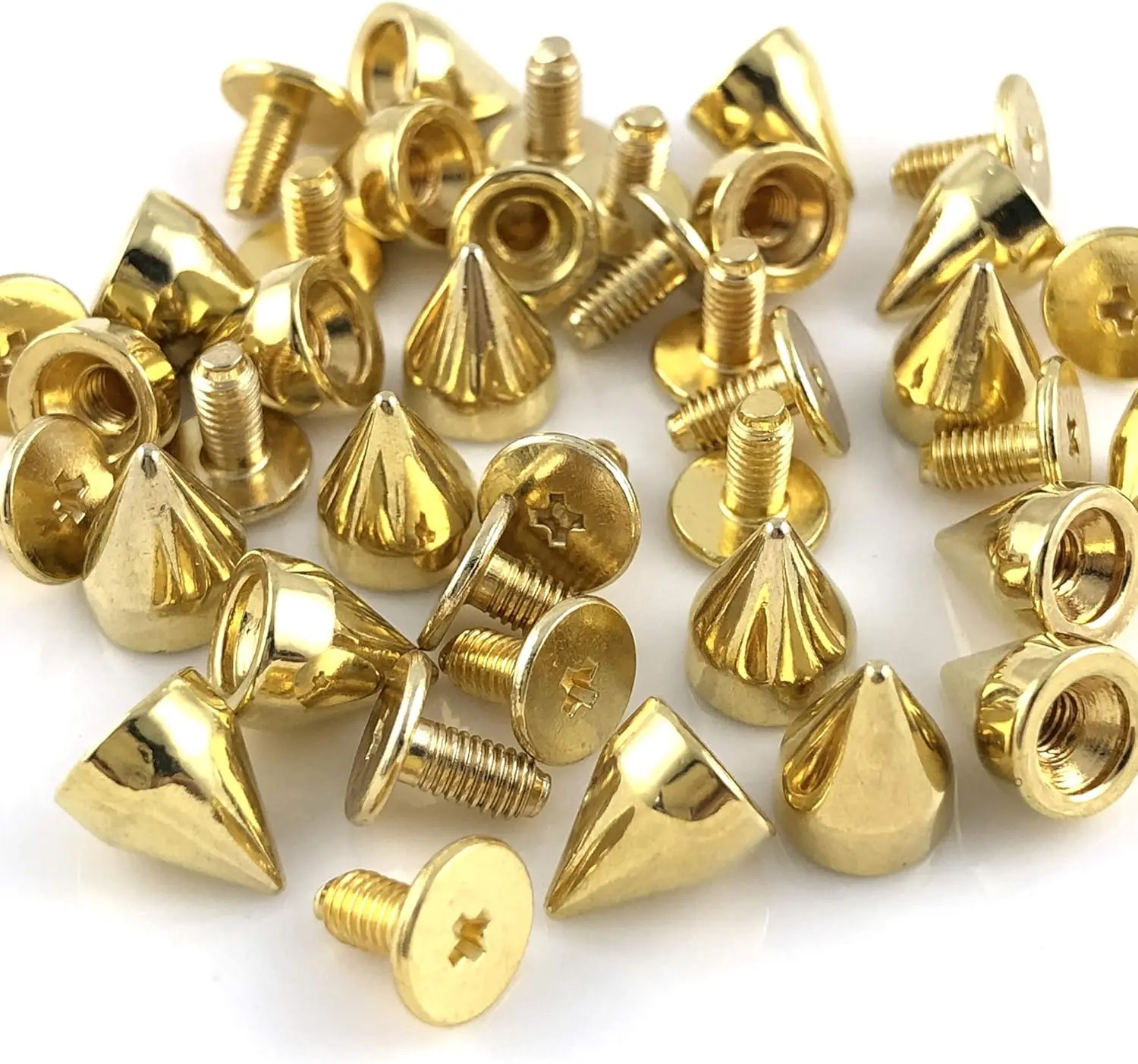 DIY cono tachuelas y picos Punk Metal plateado oro doble tapa remaches atornillados uñas redondas DIY ropa zapatos bolsa Collar Accesorios