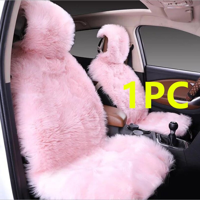 1Pc Bont Schapenvacht Auto Stoelhoezen, Universele Wol Auto Zitkussen, winter Warm Auto Voorstoel Cover Australië Imitatie Wol: Roze