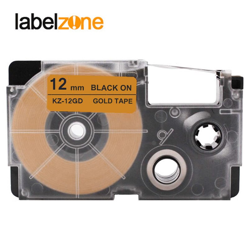 Multicolor 12mm XR-12WE XR-12X XR-12YW Laminiert Label bänder kompatibel für KL60 KL100 KL120 KL750 KL780 KL820 KL7000 KL-7200: Black on gold