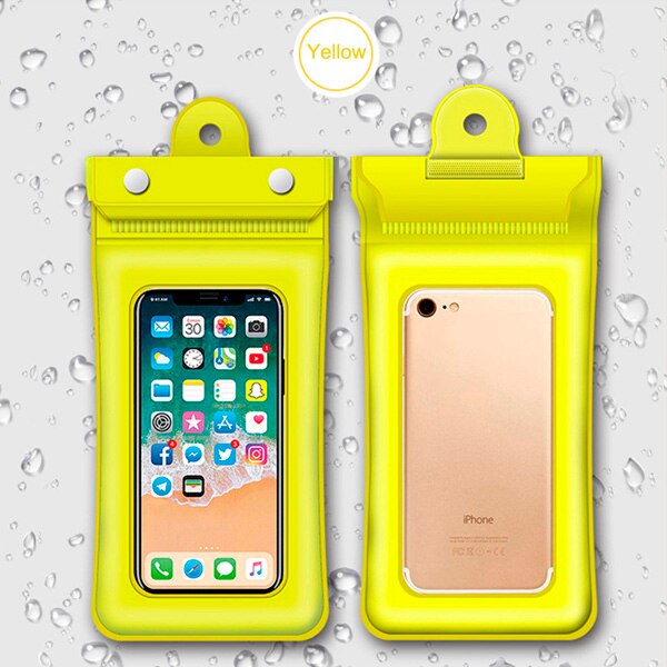 Imperméable à l'eau flottant housse de téléphone sous-marin universel pochette de téléphone portable Airbag sec natation sac de téléphone portable pour la plongée à la plage: Yellow