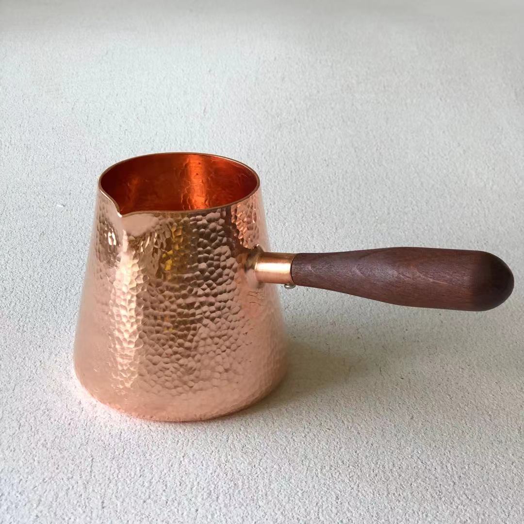 Pichet à lait en cuivre pur de 500ml, pichet à lait avec poignée en bois, bouilloires à marteau, artisanat, vaisselle