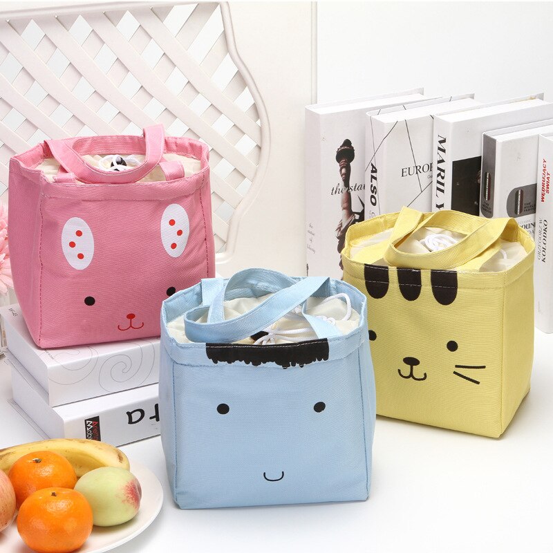 Portable Canvas Cold Proof Lunch Bag Student Cartoon Cute Aluminum Film Lunch Box