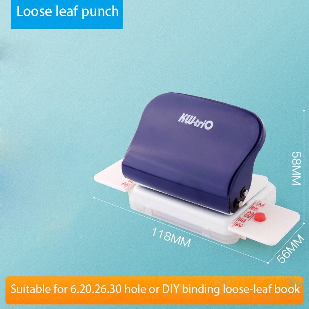 Diy Perforator Losse Blad Gat Punch A4 A5 B5 6 Gaten 20 Gaten 26 Gaten 30 Gaten Handgemaakte Papier perforator Kantoor Briefpapier: DarkBlue