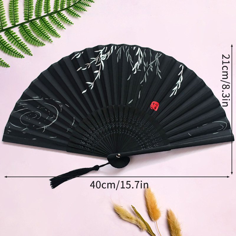 Abanico de mano plegable de madera, abanicos chinos de bambú, abanicos de mano de baile portátiles para mujer, decoración del banquete de boda, abanico decorativo, manualidades,: Blanco cremoso