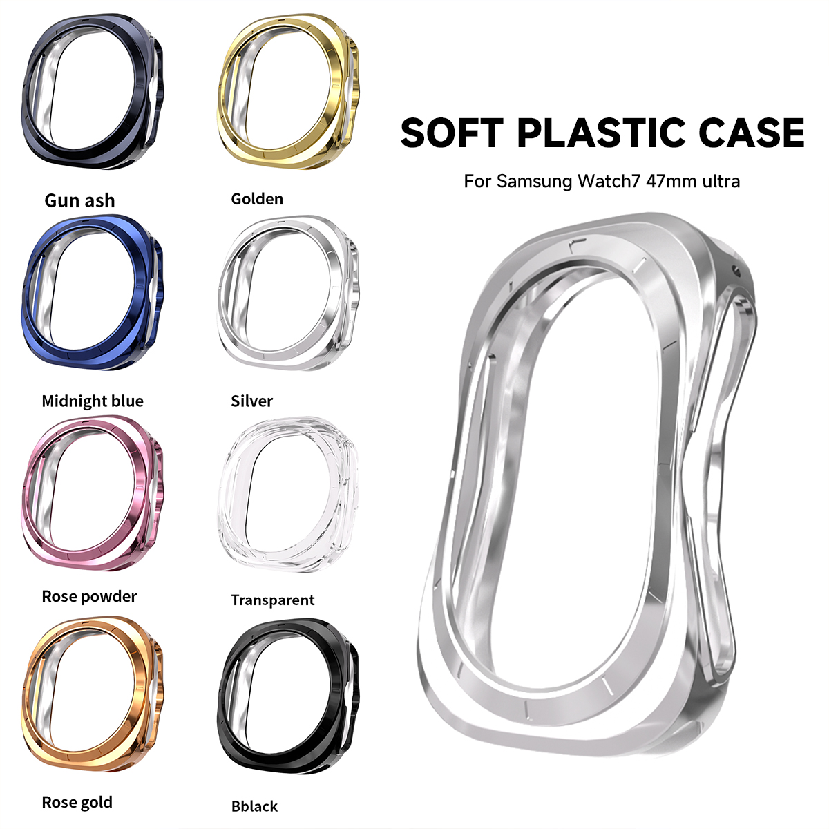 Funda para Samsung Galaxy Watch 7 Ultra 47mm Smartwatch cubierta suave TPU parachoques carcasa protectora para Galaxy 7 Ultra 47mm Accesorios