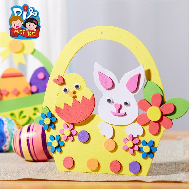 Easter Handmade Flower Basket Crafts Kids Material Package Parent-child Puzzle DIY Children's Toys