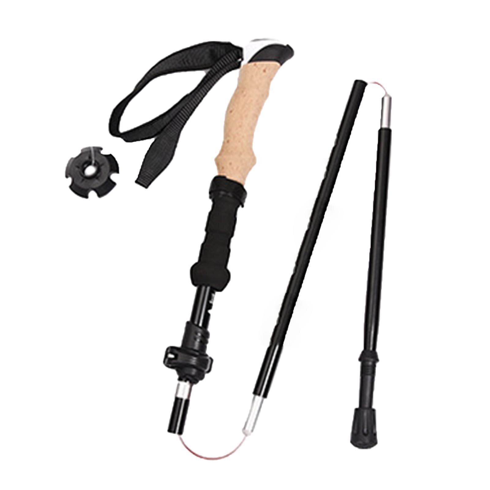 Telescopic Ultralight Trekking Pole Anti Shock Hiking Stick Folding Walking Cane: Black