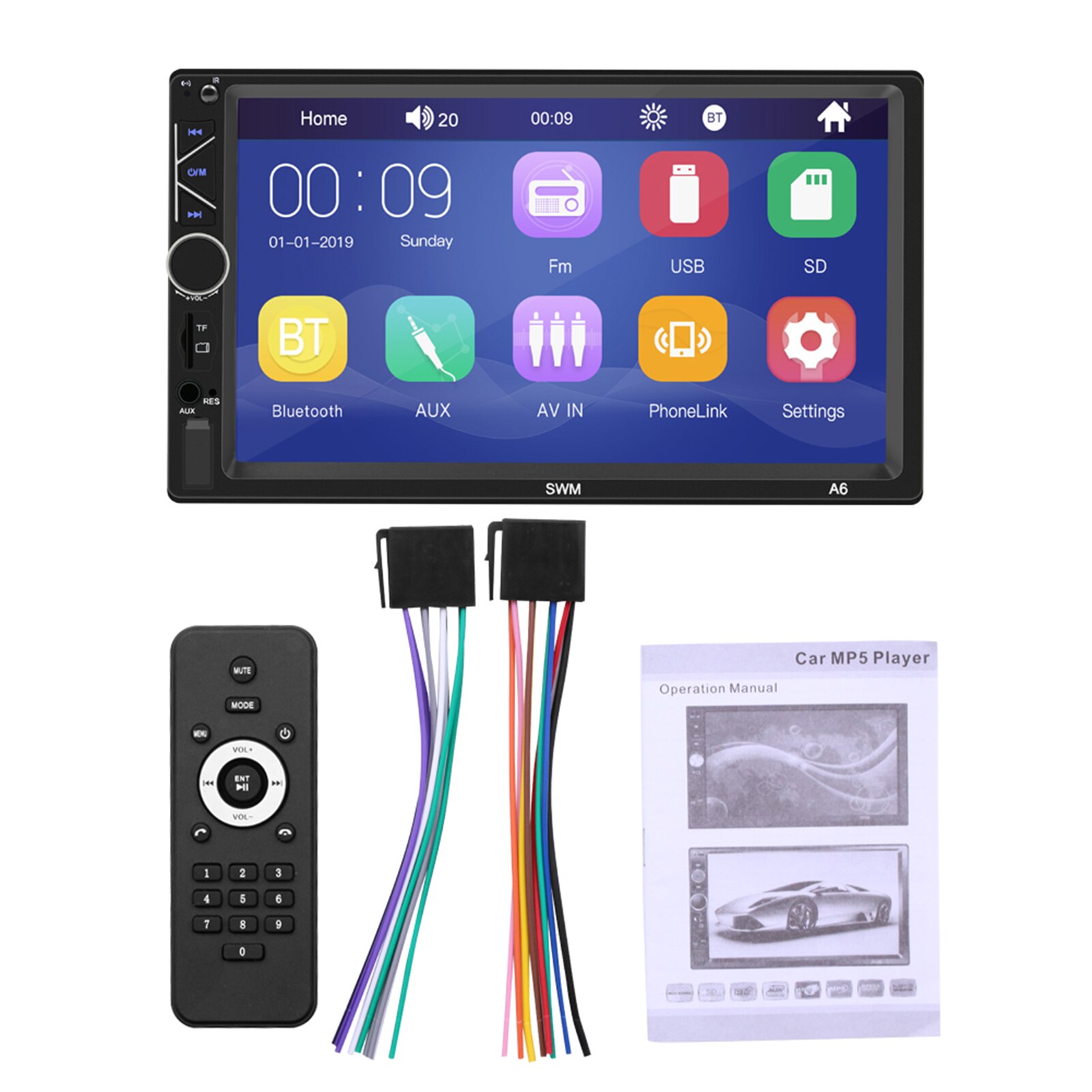 12V 60W Multifunctional 7 Inch Screen High Definition Bluetooth USB FM Car MP5 Video Player Universal Car Accessories Interior