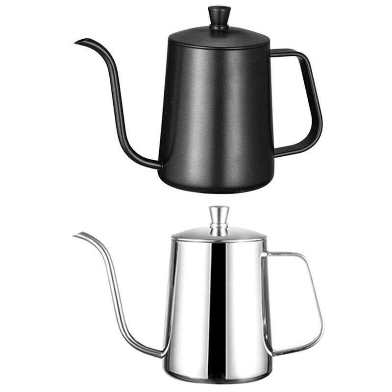 Stainless Steel Mounting Bracket Hand Punch Pot Coffee Pots With Lid Drip Gooseneck Spout Long Mouth Coffee Kettle Teapot- 600Ml