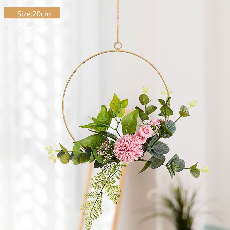 Cilected Smeedijzeren Muur Opknoping Decoratie Guirlande Hennep Touw Opknoping Kunstmatige Bloem Krans Voor Bruiloft Wandkleden Decor: A073R13