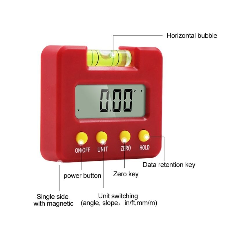 Mini Magnetic Horizontal Bubble Angle Meter Digital Display Protractor Inclinometer Electronic Level Gauge