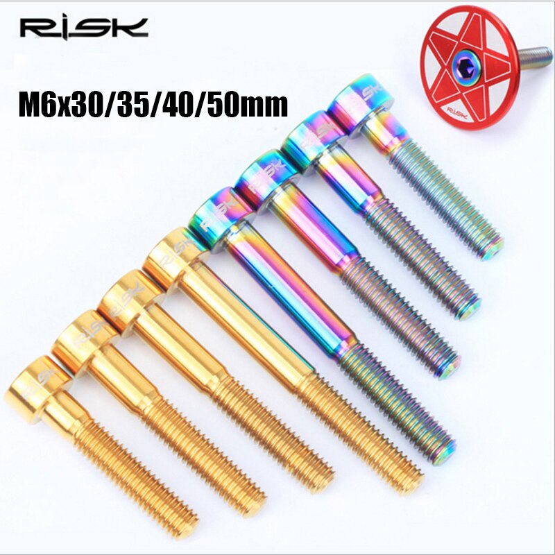 Risiko 1 stk  m6 x 30/35/40/50mm titan bolt for sykkel hodesett bolt 1 1/8 ti stamme hette bolt sykkel kolonne skrue sykkel hodesett deler