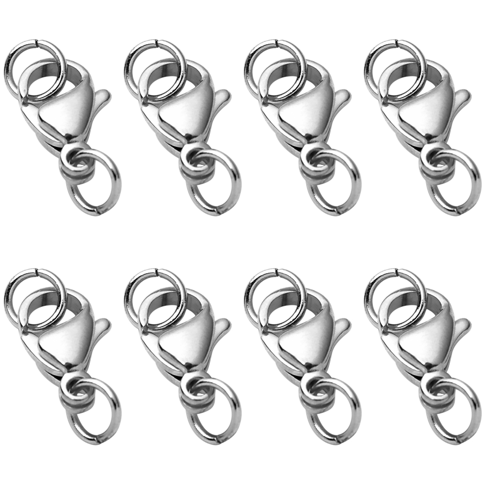 30Pcs Rvs Karabijn Met Jump Ringen Voor Diy Ketting Armband Sieraden Maken Bevindingen Supplies Sluit: Steel 30pcs / 12mm