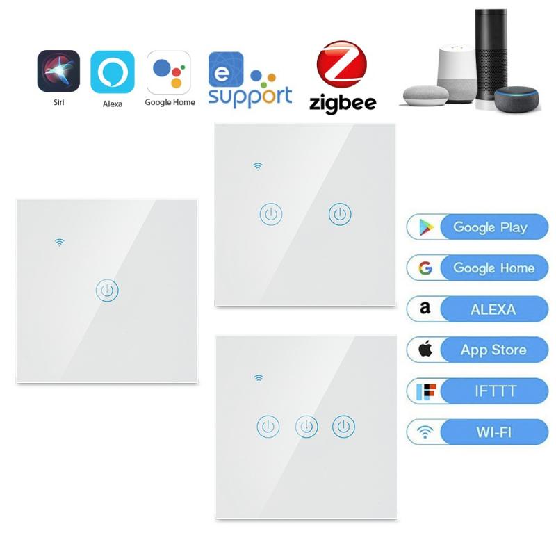 Home Wall Smart Wireless Panel Used with Zigbee Gateway APP Control 1/2/3 Gang EWelink WiFi Smat Switch EU Standard
